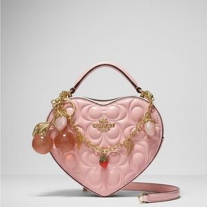 Coach Pink Heart Mini Bag with Gold Accents